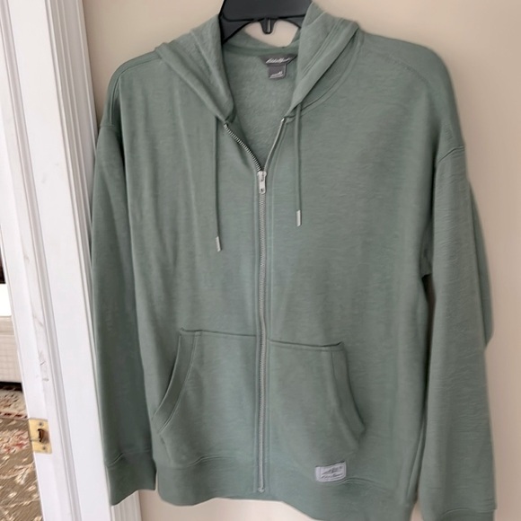 Eddie Bauer Women’s Sage Green Zip-Up Sweatshirt with hood/Sz XS - Picture 1 of 5